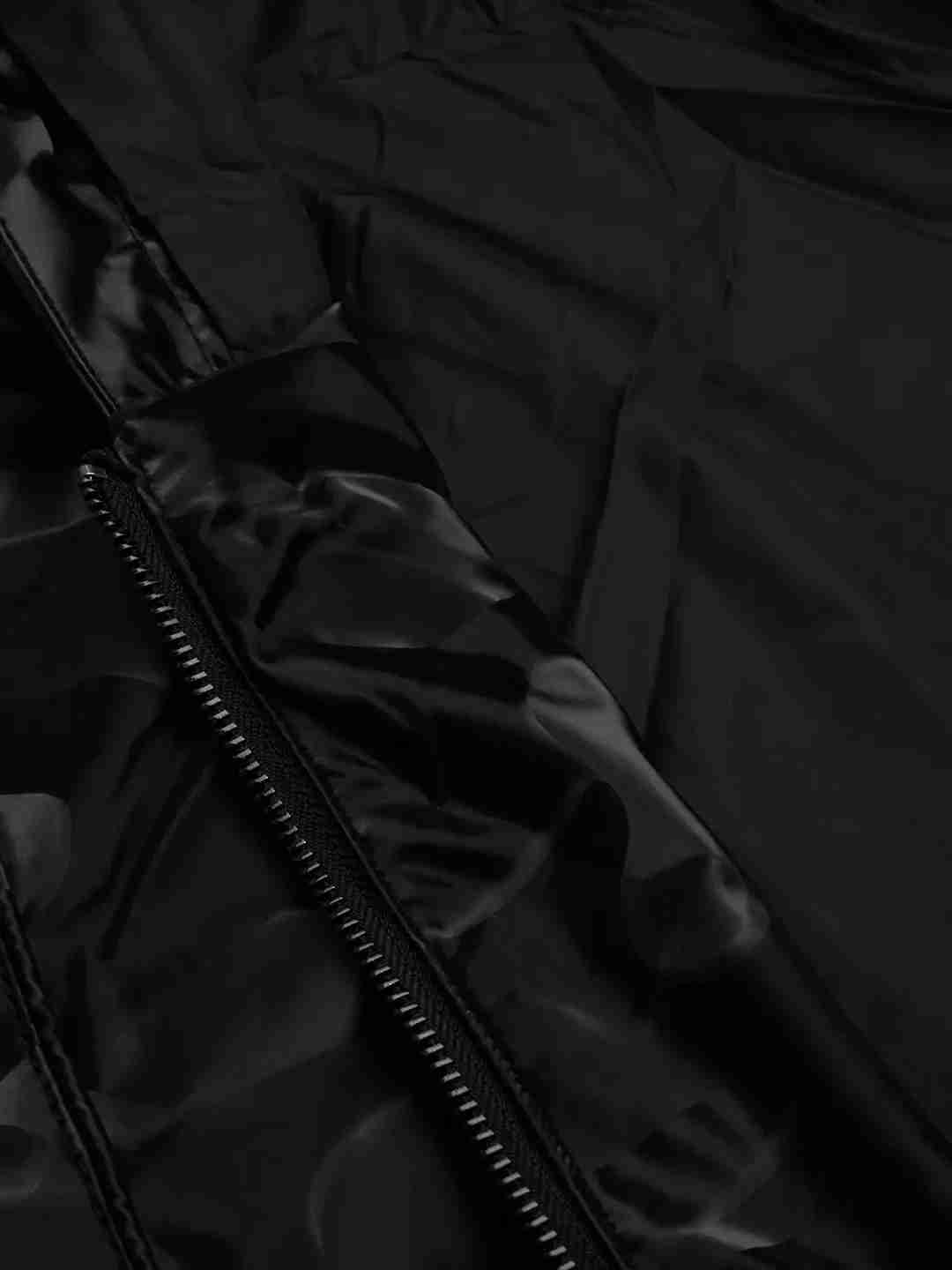 SHOWOFF Men Black Solid Hooded Full Sleeves Jacket