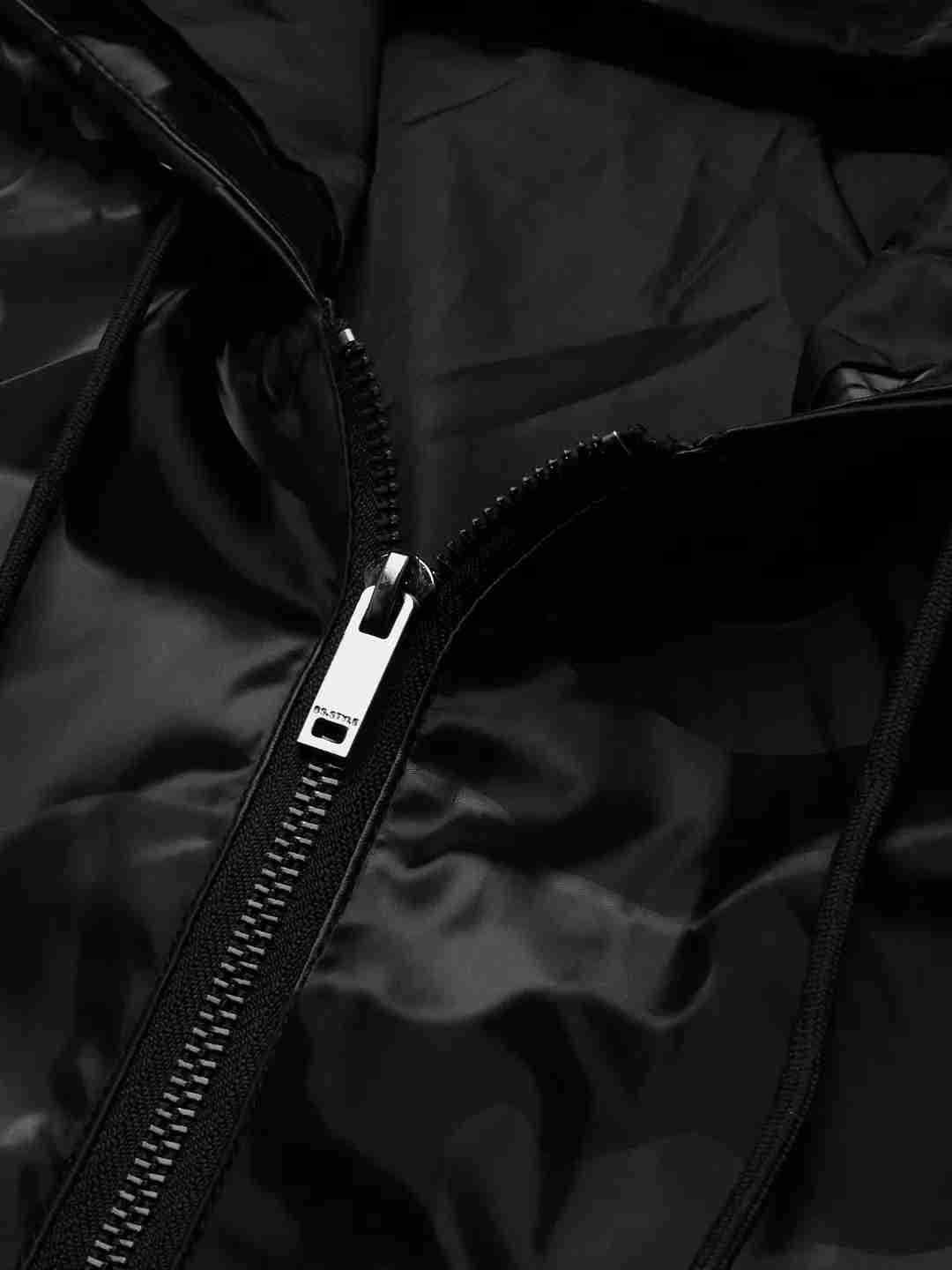 SHOWOFF Men Black Solid Hooded Full Sleeves Jacket