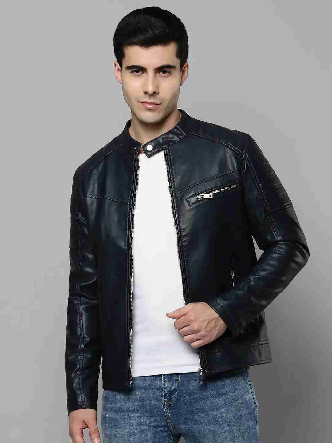 Leather jacket sale chinese collar