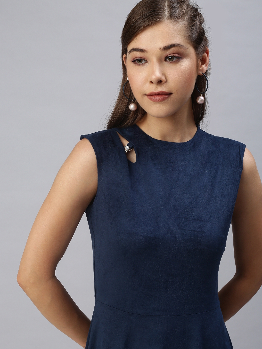 Showoff | Women's Blue Solid Dress 0