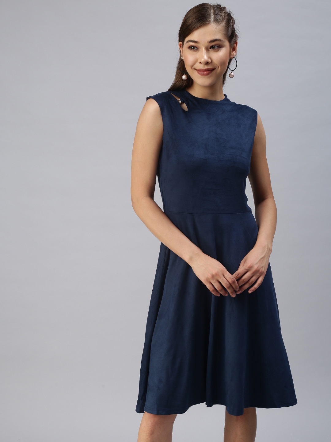 Showoff | Women's Blue Solid Dress 1