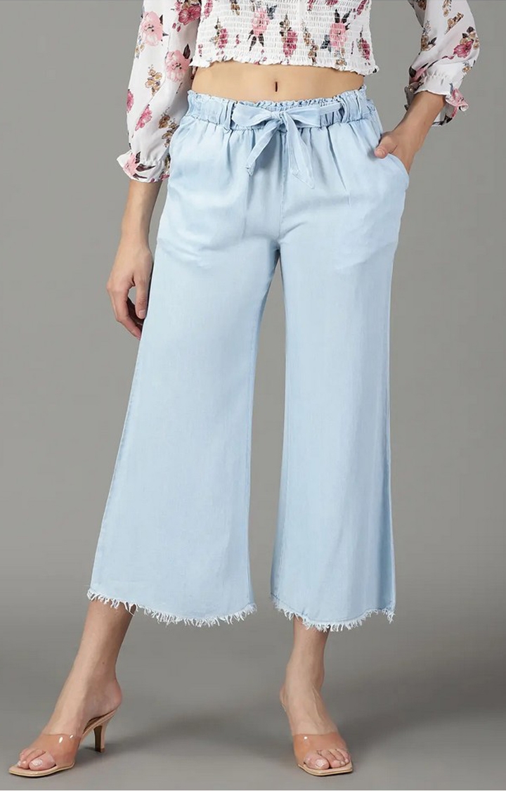 Buy Reelize  Denim Jeans For Women High Waist  Single Button High Waist  Parallel  Pant With Knot  Ankle Length  Ideal For Party  Office  Casual Wear 