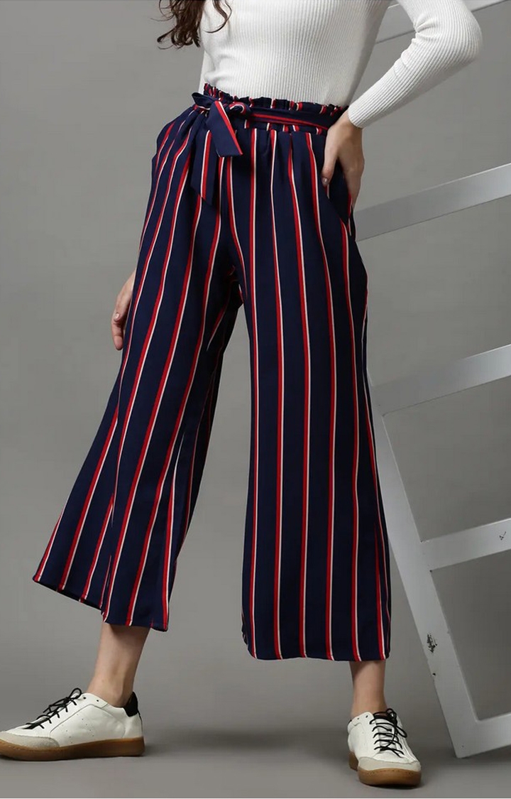 D VESH Women Navy Blue Comfort Loose Fit Easy Wash Culottes Trousers Price  in India Full Specifications  Offers  DTashioncom
