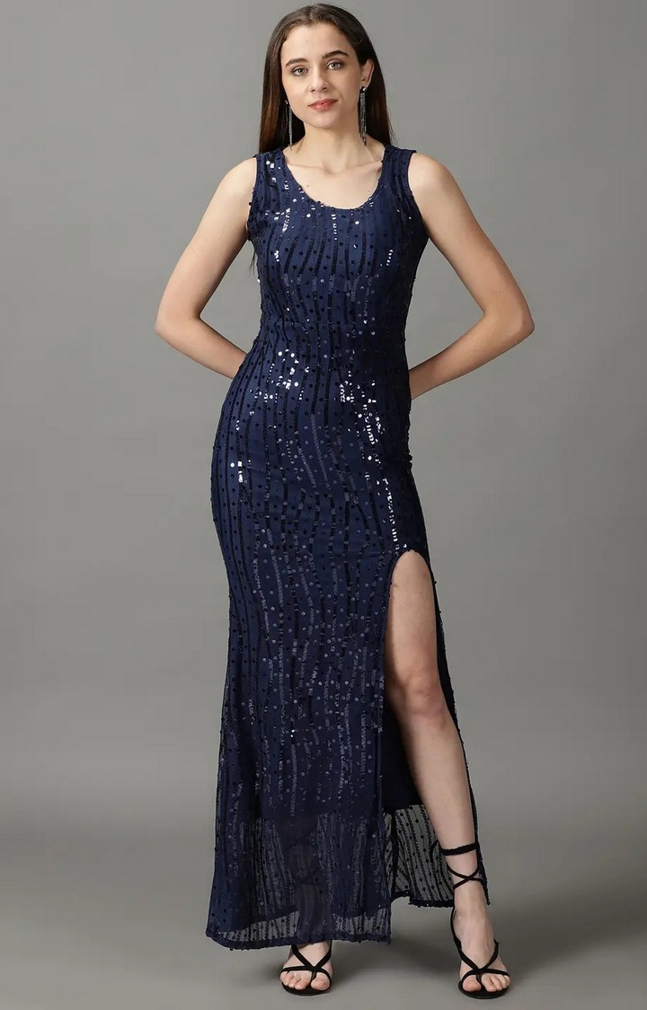 Navy blue embellished dress shop