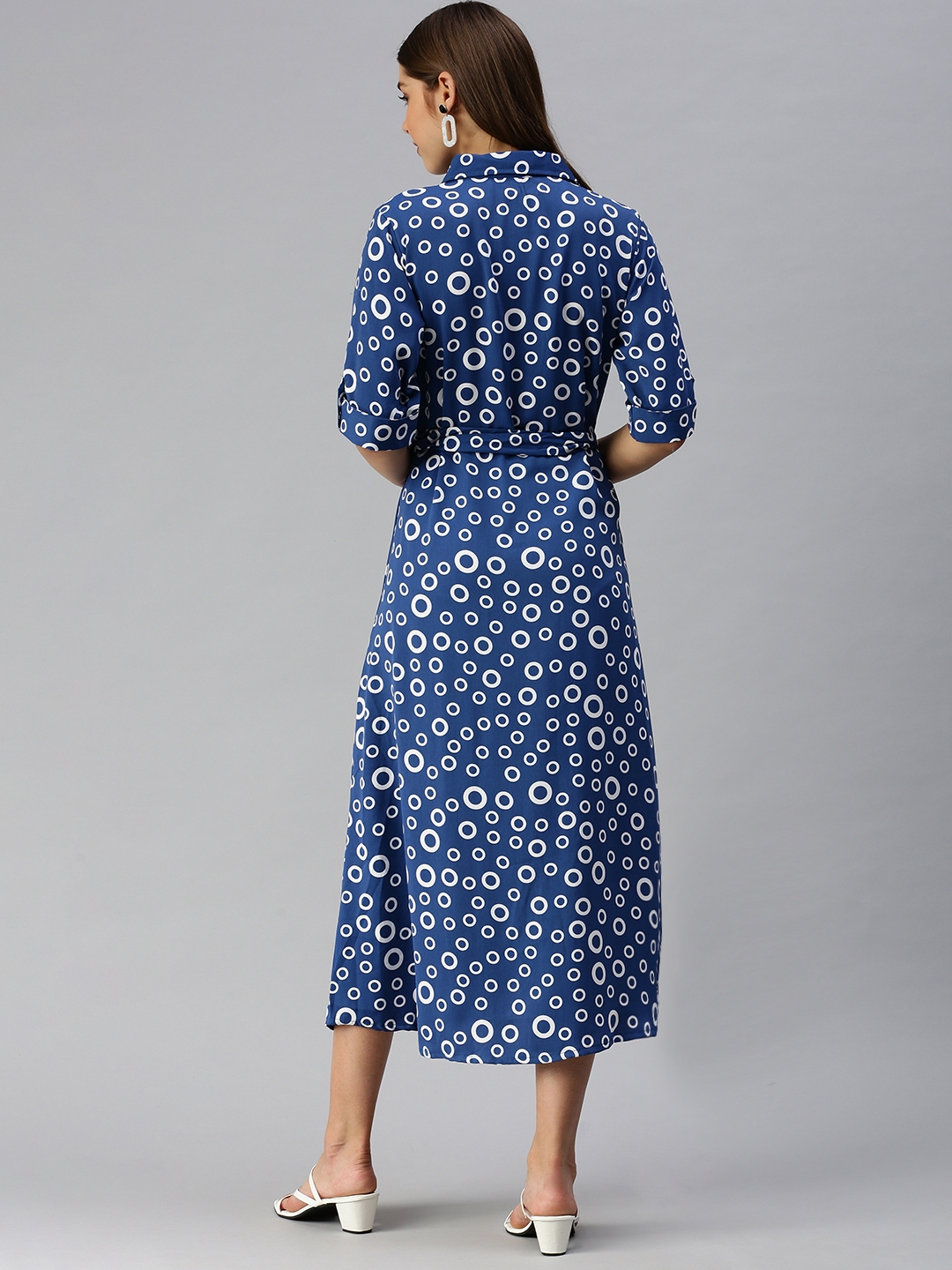 Showoff | SHOWOFF Women's Geometric Blue Shirt Dress 3