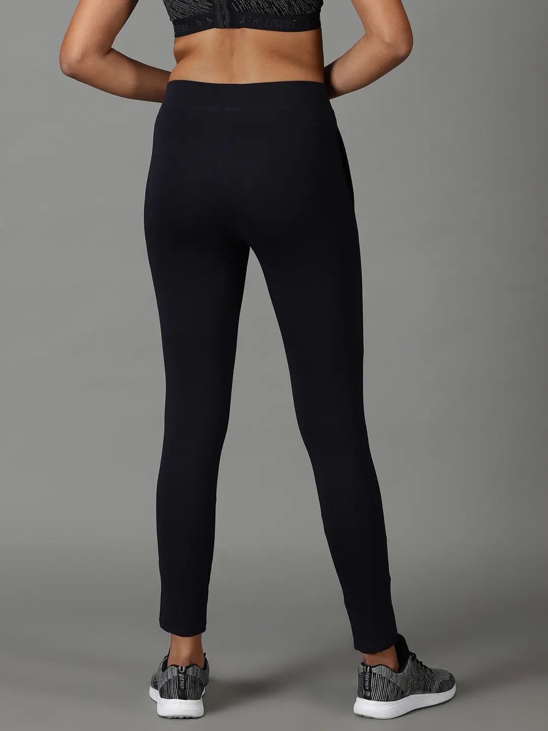 Showoff | SHOWOFF Women Navy Blue Solid  Slim Fit Track Pant 3