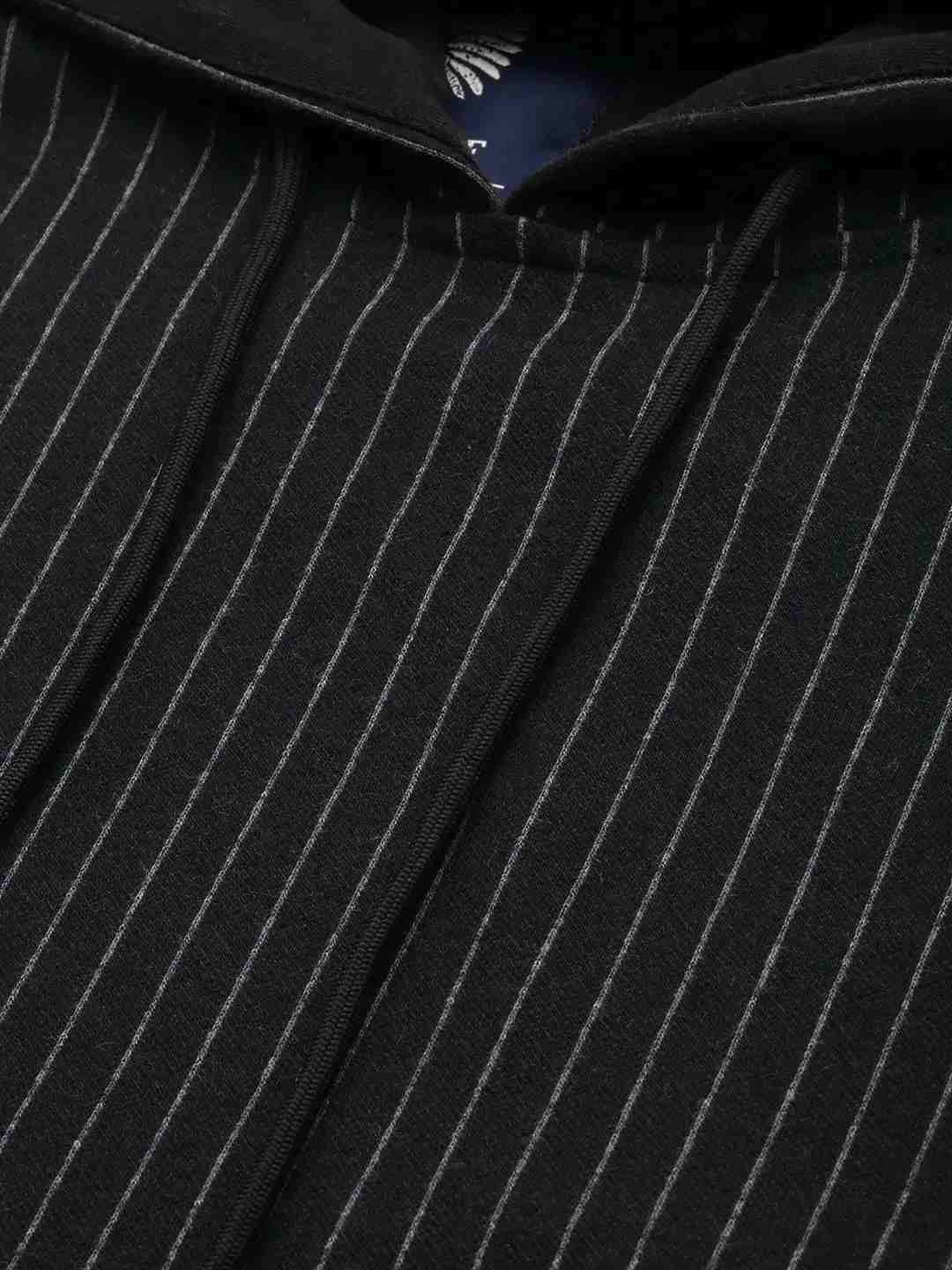 SHOWOFF Men's Striped Black Hood Tracksuit
