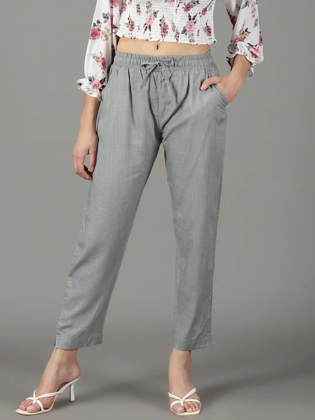 Buy Grey Trousers  Pants for Women by Outryt Online  Ajiocom