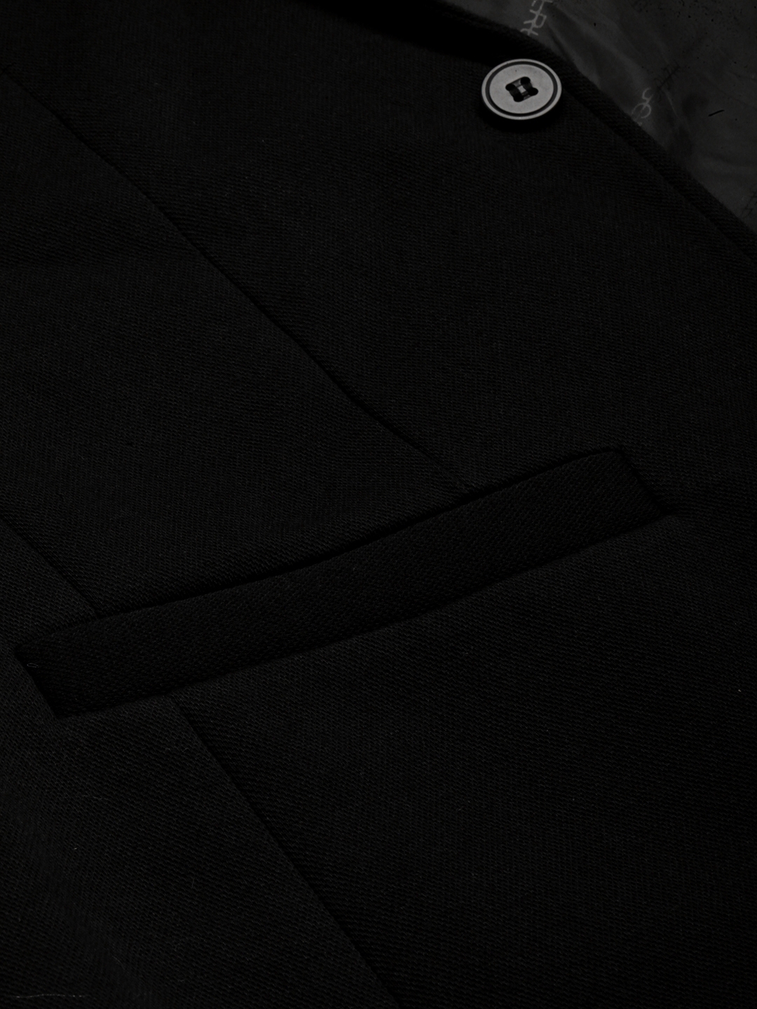 Showoff | SHOWOFF Men Black Solid  Notched Lapel Full Sleeves Open Front Blazer 7