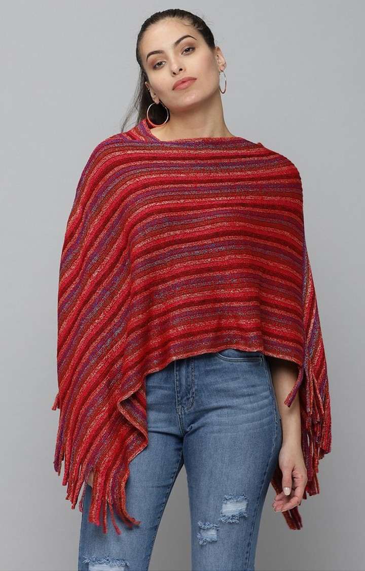 Red poncho discount sweater women's