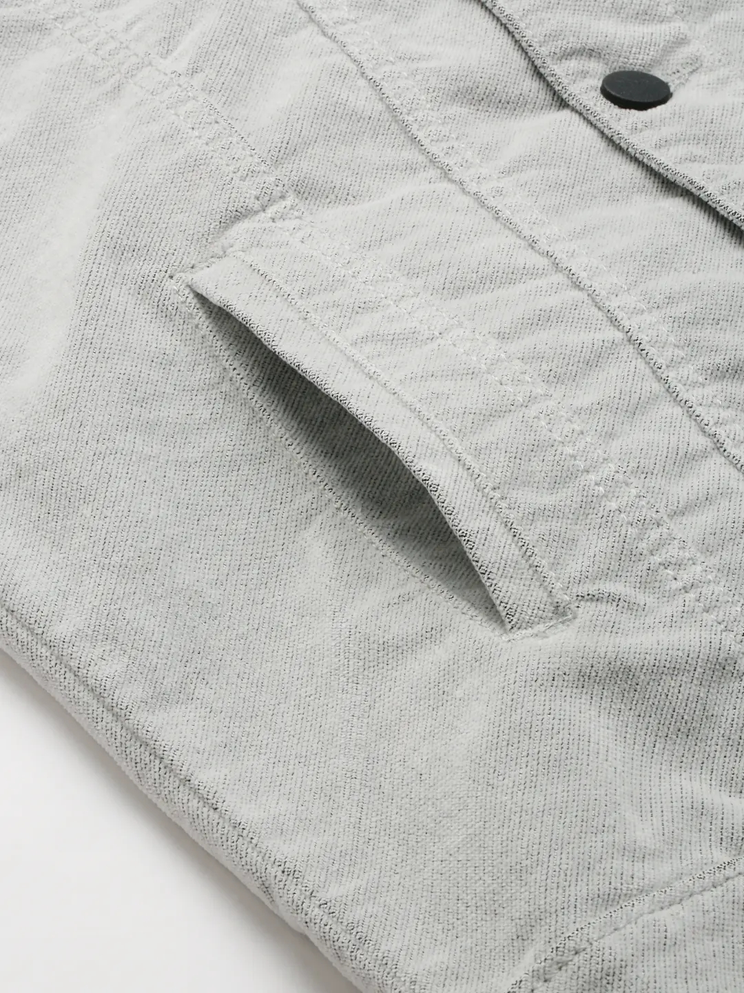 Showoff | SHOWOFF Men Grey Self Design Spread Collar Full Sleeves Open Front Jacket 6
