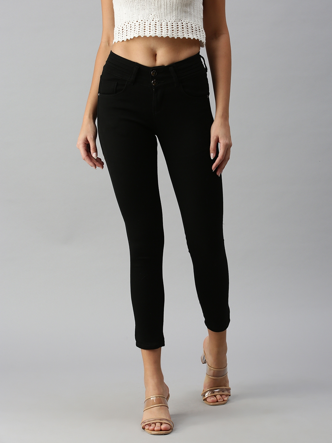 Showoff | SHOWOFF Women's Skinny Fit Clean Look Black Jeans 0