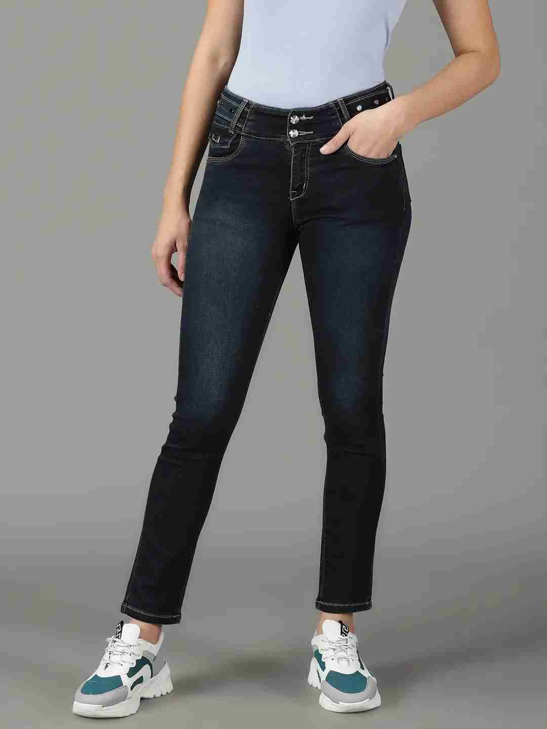SHOWOFF Women Navy Blue Solid  Regular Fit Jeans