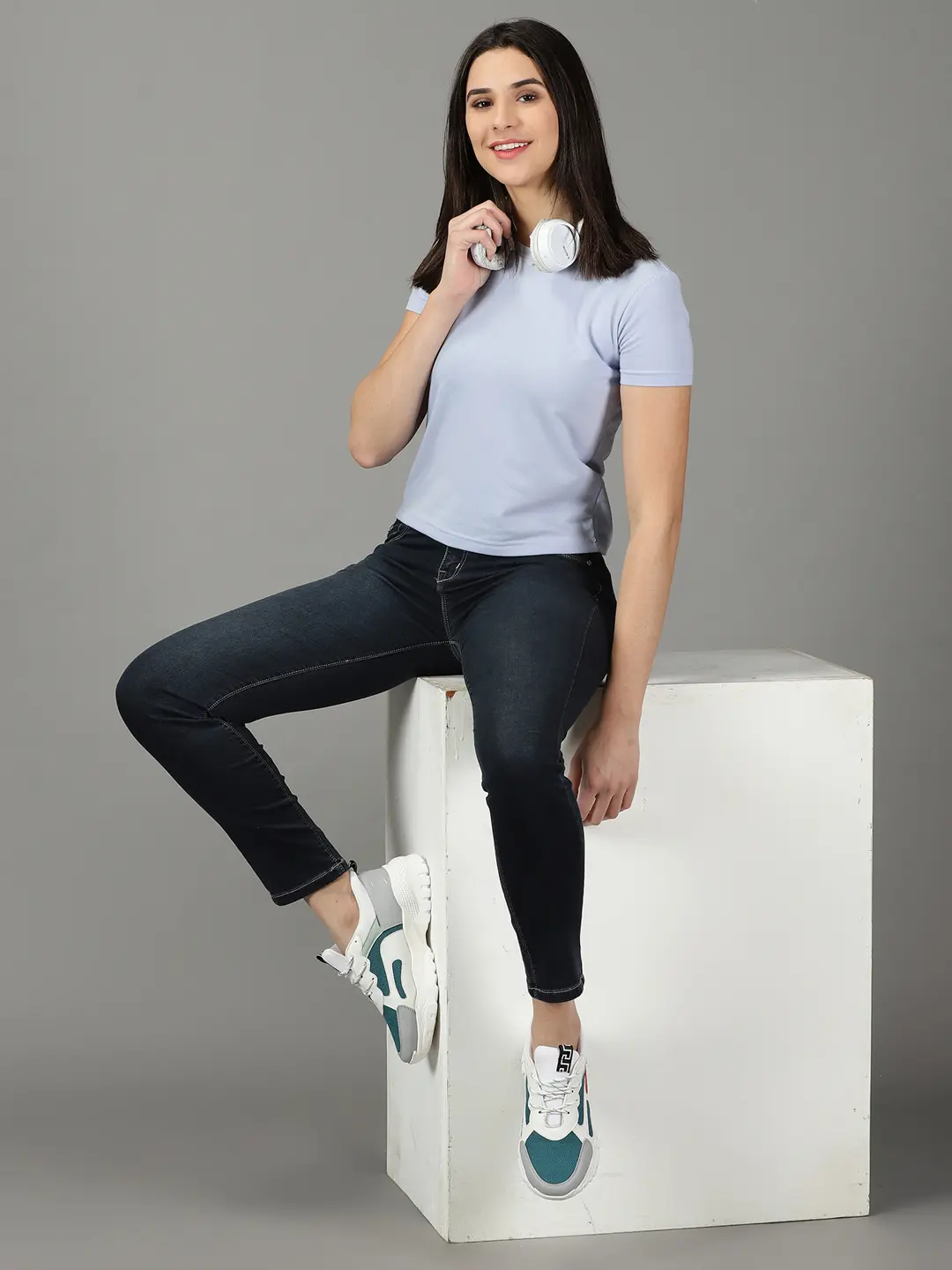 SHOWOFF Women Navy Blue Solid  Regular Fit Jeans