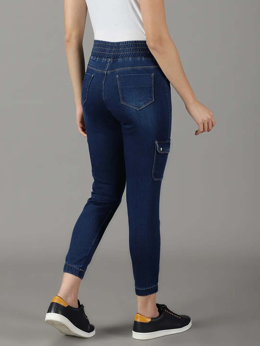 Showoff | SHOWOFF Women Navy Blue Solid  Jogger Jeans 3