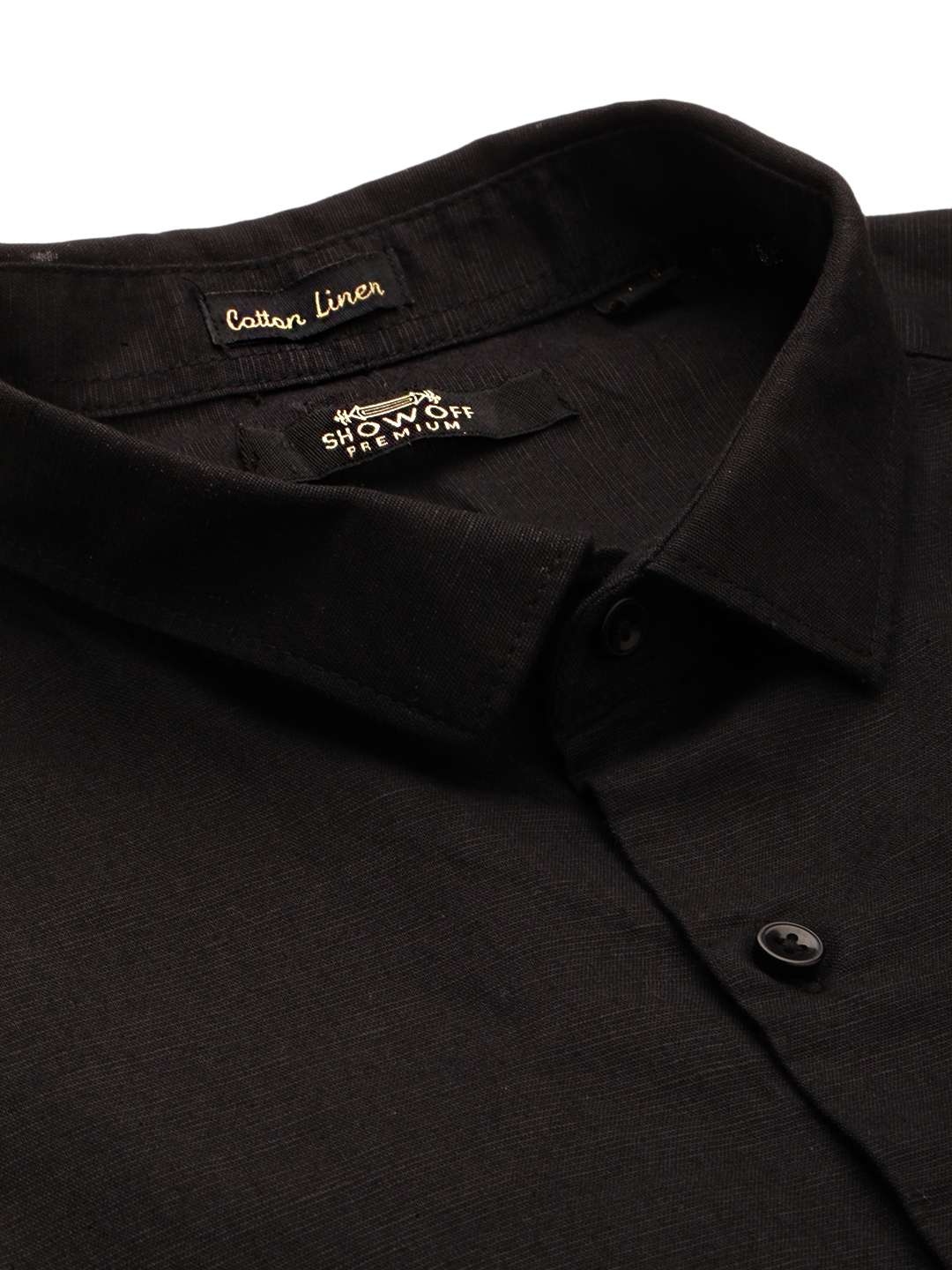 Showoff | SHOWOFF Men Black Solid Spread Collar Full Sleeves Casual Shirt 6