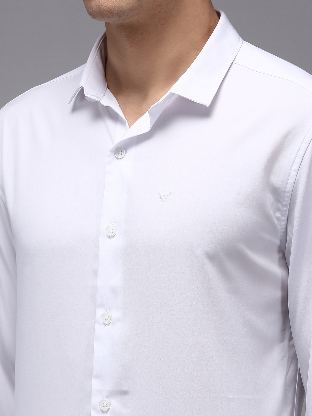 Showoff | SHOWOFF Men White Solid Spread Collar Full Sleeves Casual Shirt 4