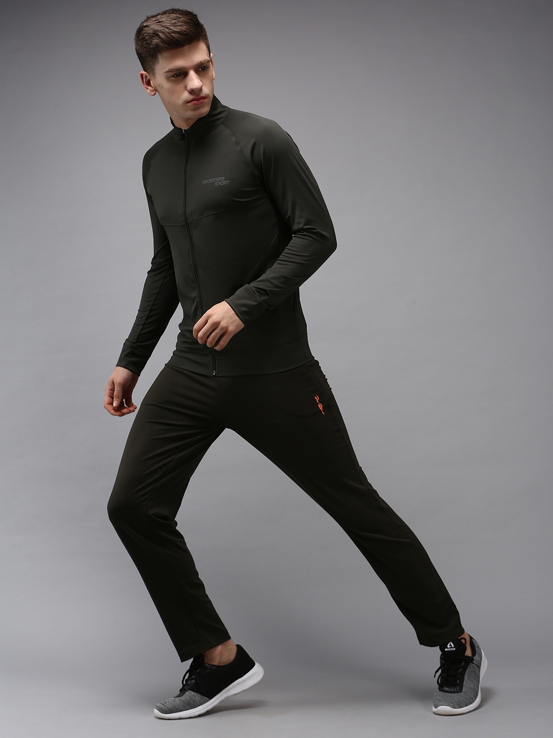 Showoff | SHOWOFF Men Olive Solid High Neck Full Sleeves Front-Open Sweatshirt 3