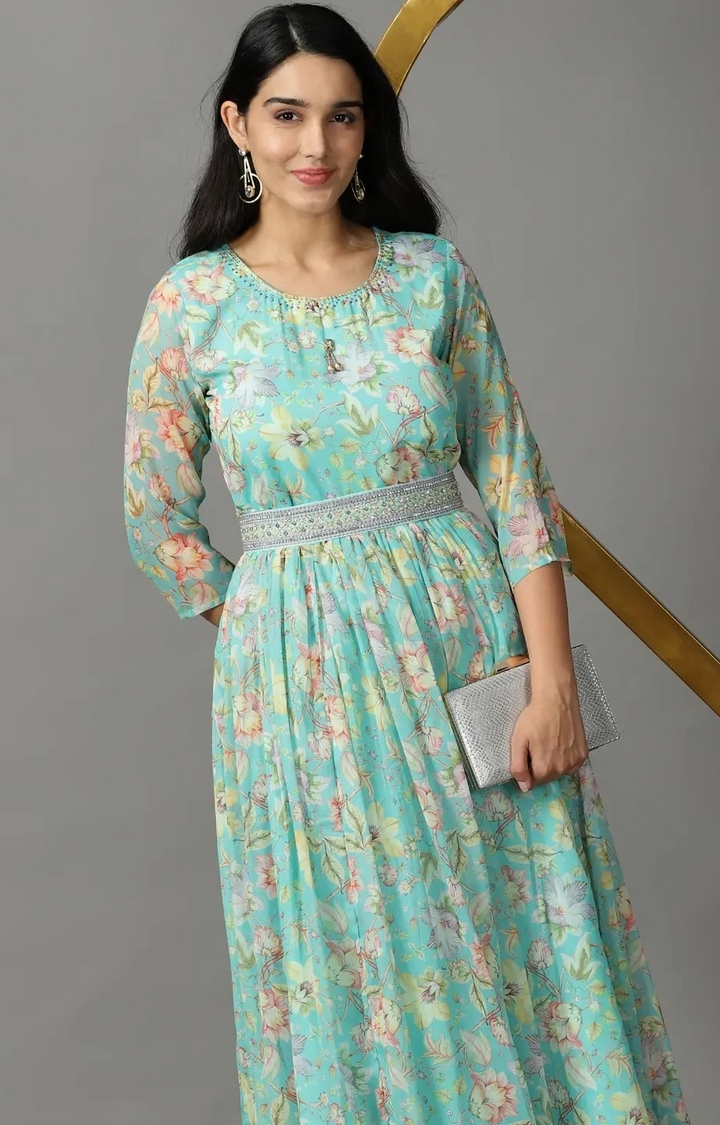 Buy NOZ2TOZ Women Blue Floral Printed Maternity Dress With Three Quarter  Sleeves Online at Best Price | Distacart