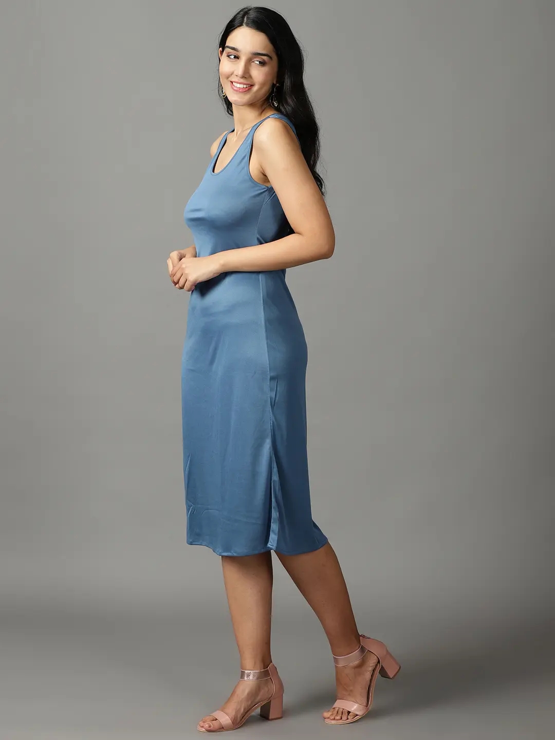 Showoff | SHOWOFF Women Multi Printed Round Neck Three-Quarter Sleeves Maxi A-Line Dress 6