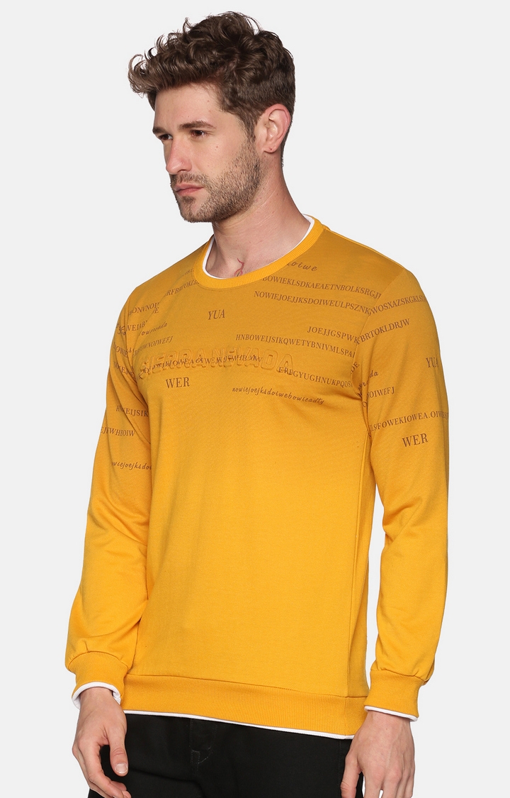 Showoff | SHOWOFF Men Yellow Printed Round Neck Full Sleeves Regular Fit Mid Length Sweatshirt 2