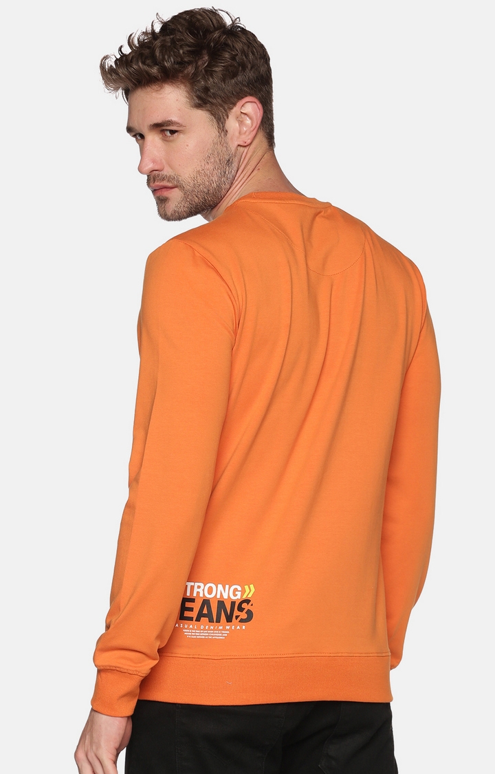 Showoff | SHOWOFF Men Orange Printed Round Neck Full Sleeves Regular Fit Mid Length Sweatshirt 3