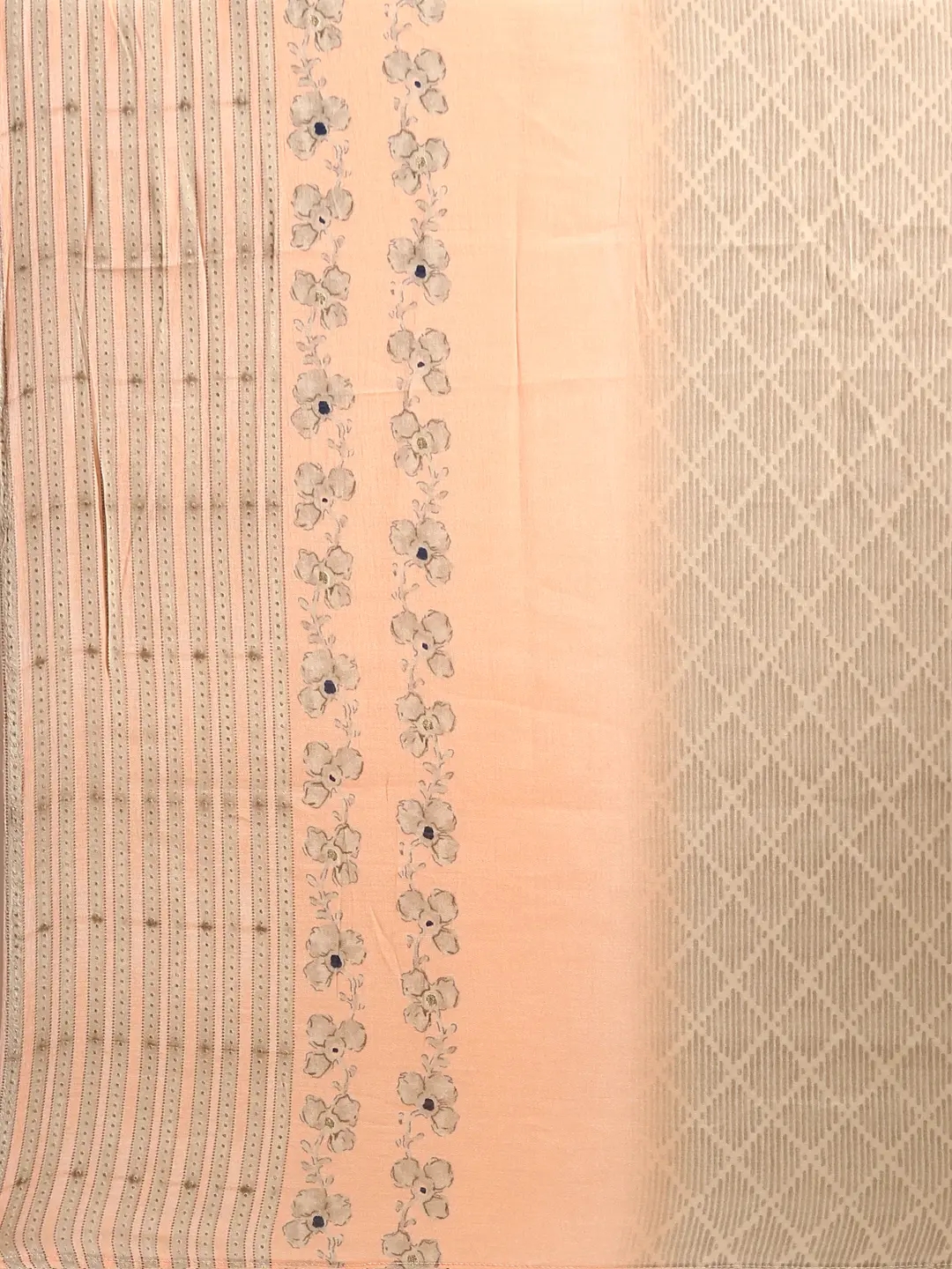 Showoff | SHOWOFF Women Peach Printed  Scoop Neck Three-Quarter Sleeves Mid Length Straight Kurta Set 7