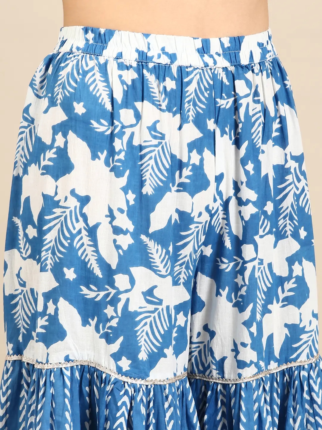Showoff | SHOWOFF Women Blue Printed Shoulder Straps Sleeveless Maxi Length Anarkali Kurta Set 6