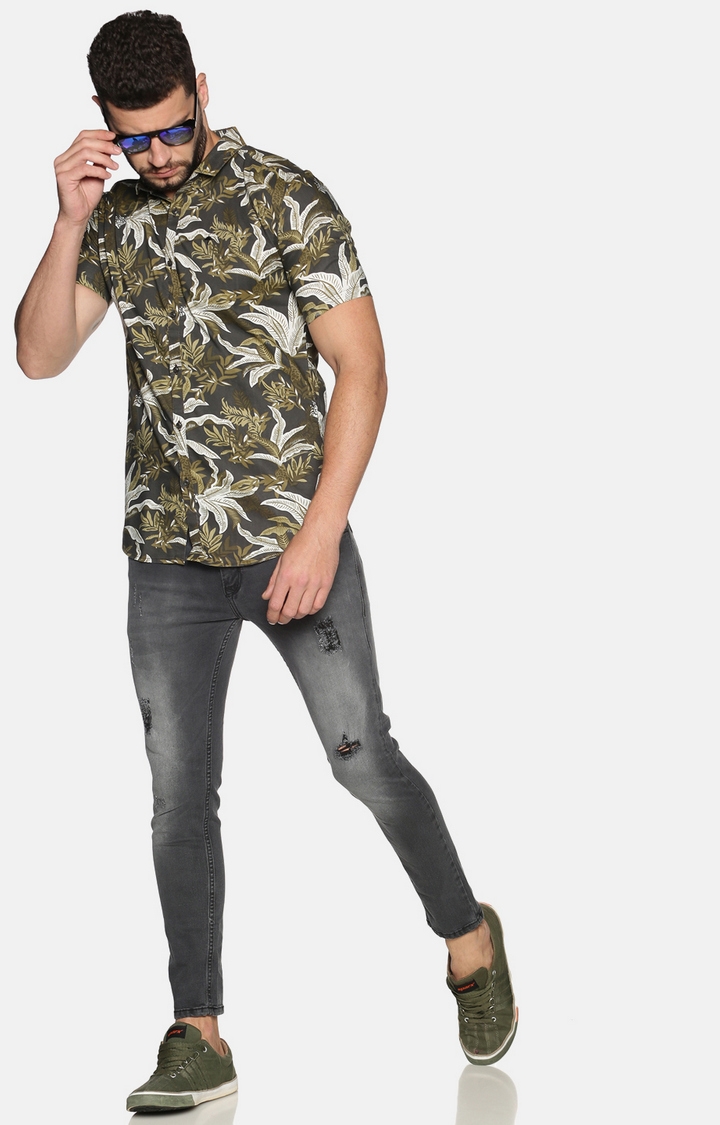Showoff | Men's Green Floral Casual Shirt 1