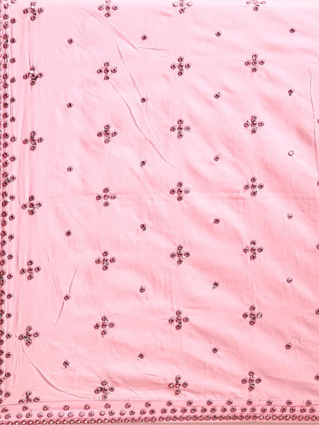Showoff | SHOWOFF Women Pink Solid Round Neck Three-Quarter Sleeves Mid Length A-Line Kurta Set 8
