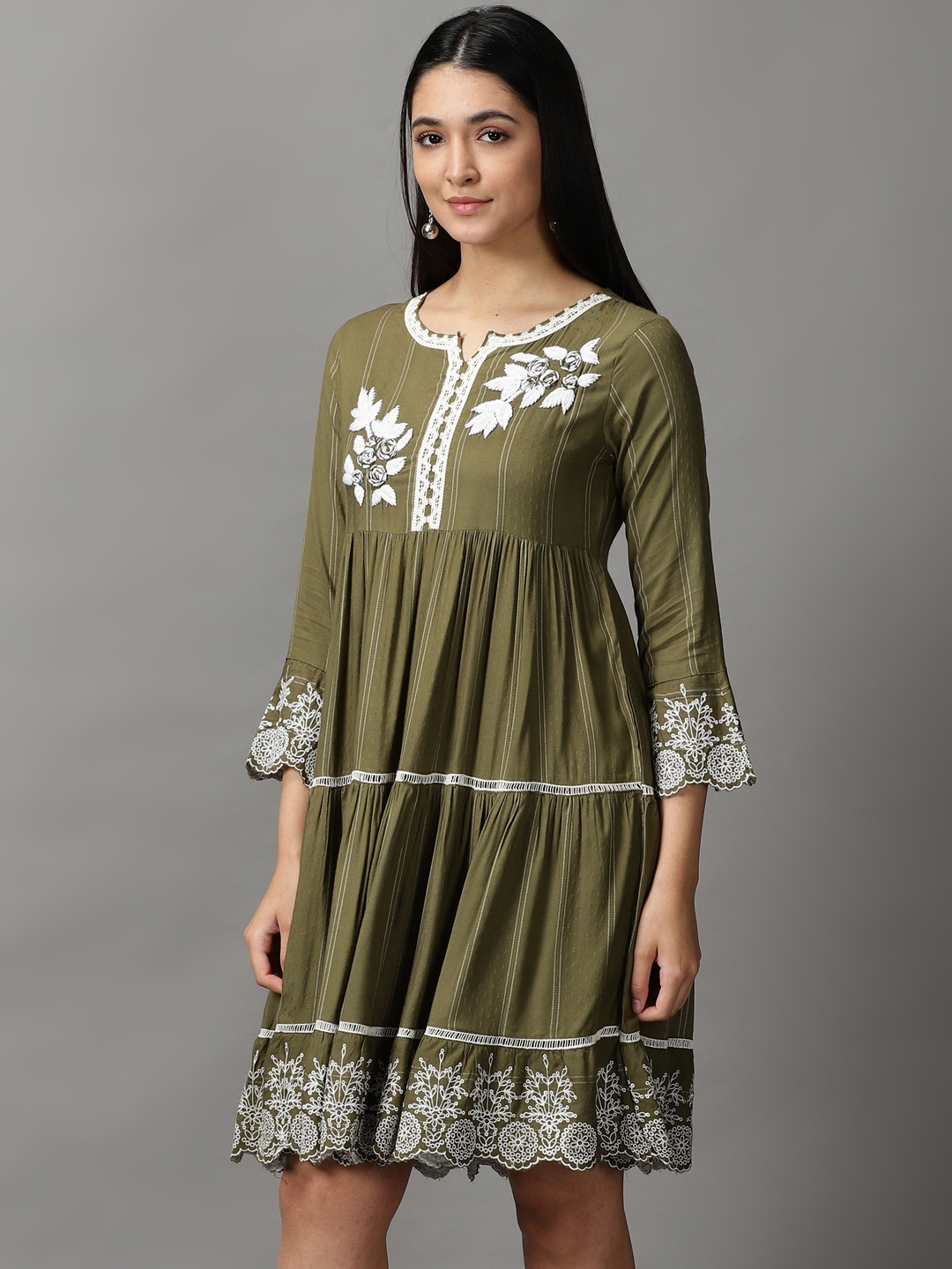Mustard Daboo Printed Long Dress With All Round Gather & Puffed Long  Sleeves - Gulab Chand Trends