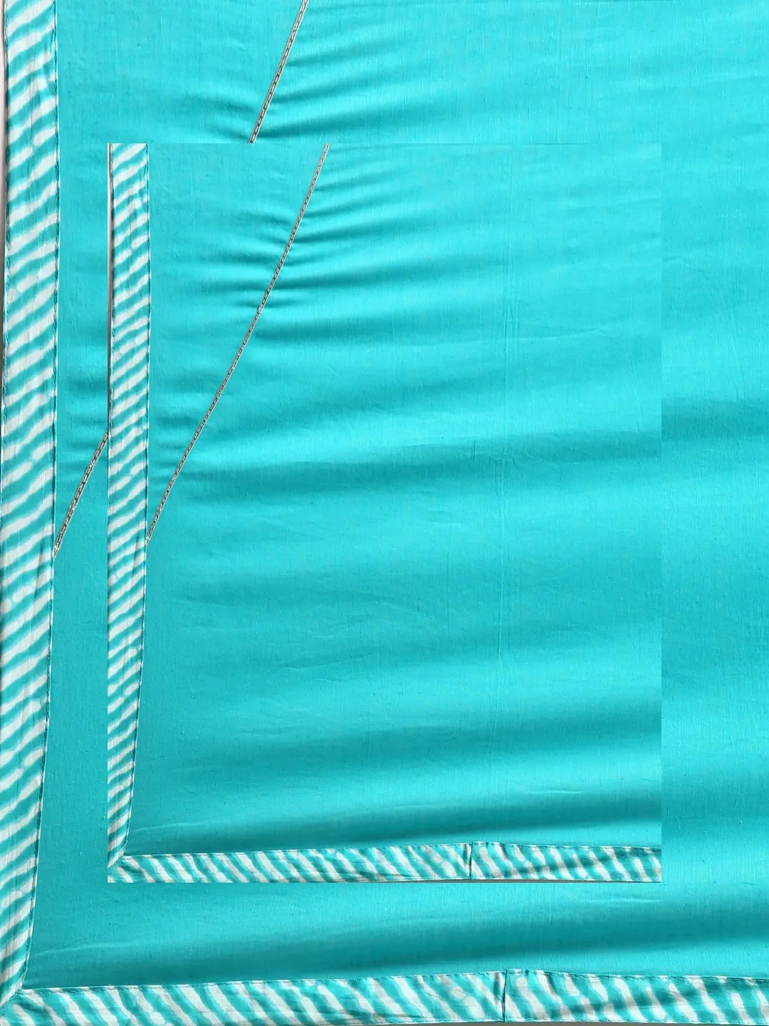 Showoff | SHOWOFF Women Turquoise Blue Dyed Scoop Neck Three-Quarter Sleeves Mid Length Anarkali Kurta Set 8