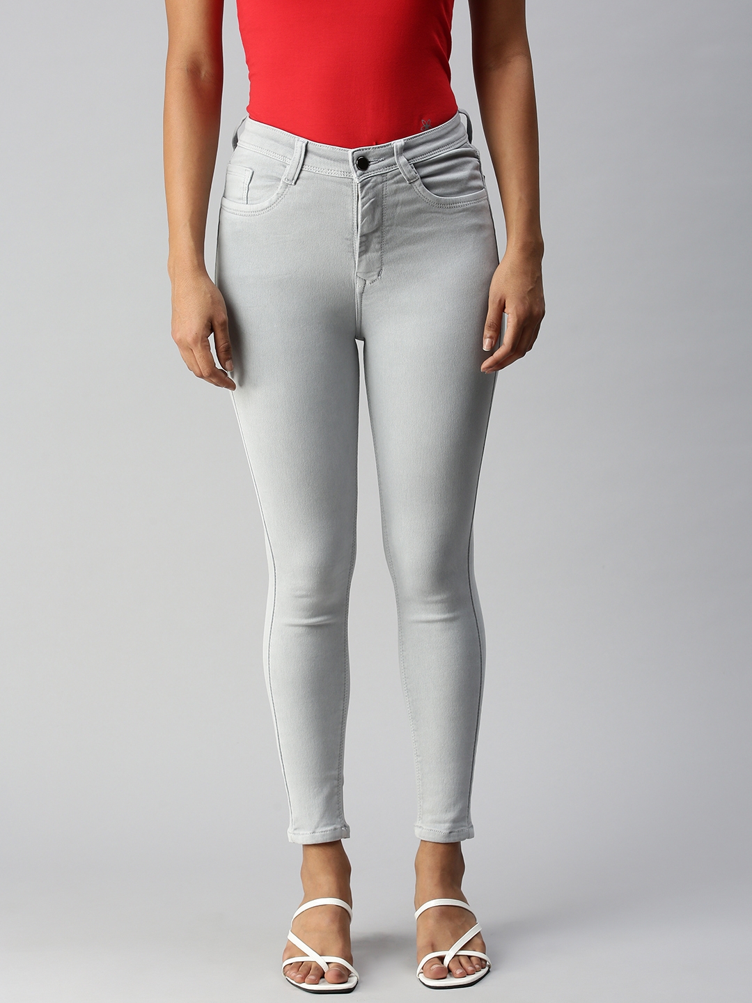 Showoff | SHOWOFF Women's Super Skinny Fit Clean Look Grey Jeans 0