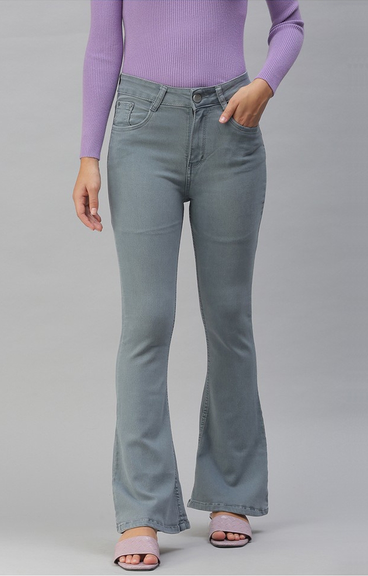 Showoff | SHOWOFF Women Grey Solid  Straight Fit Jeans 0