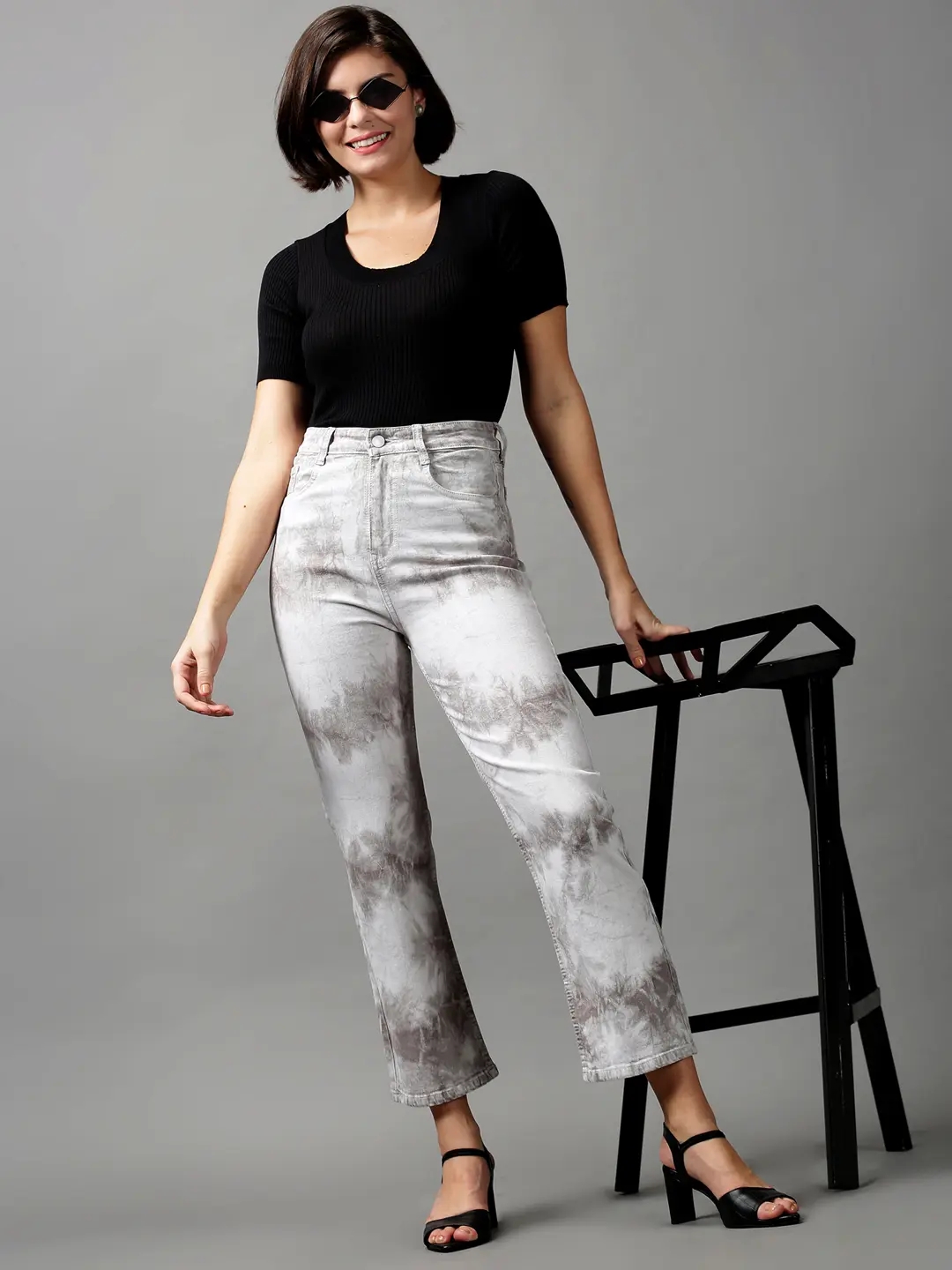 Showoff | SHOWOFF Women Grey Solid  Regular Fit Jeans 3