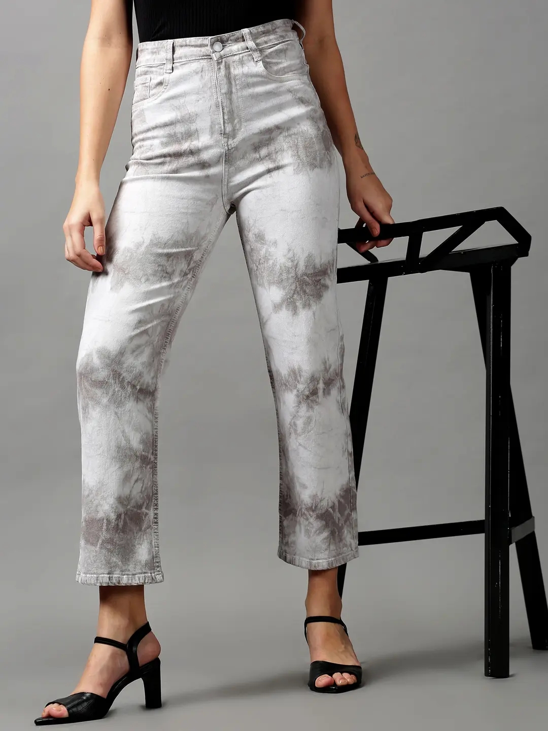 Showoff | SHOWOFF Women Grey Solid  Regular Fit Jeans 5