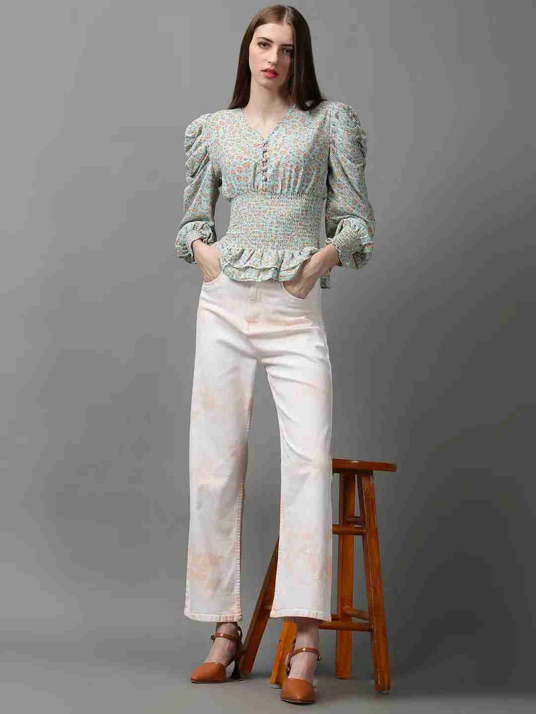 SHOWOFF Women Peach Solid  Regular Fit Jeans