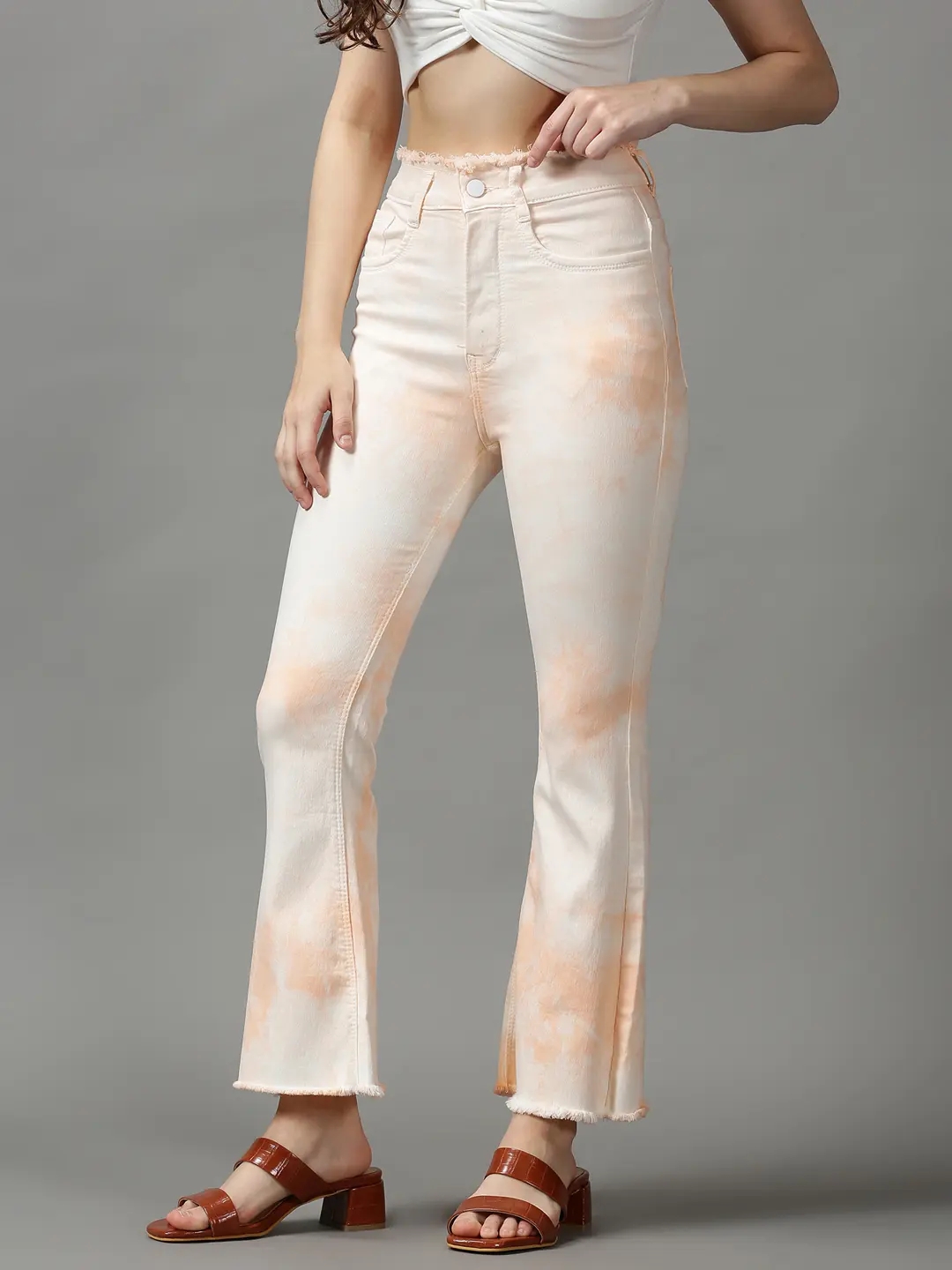 Showoff | SHOWOFF Women Peach Solid  Bootcut Jeans 2