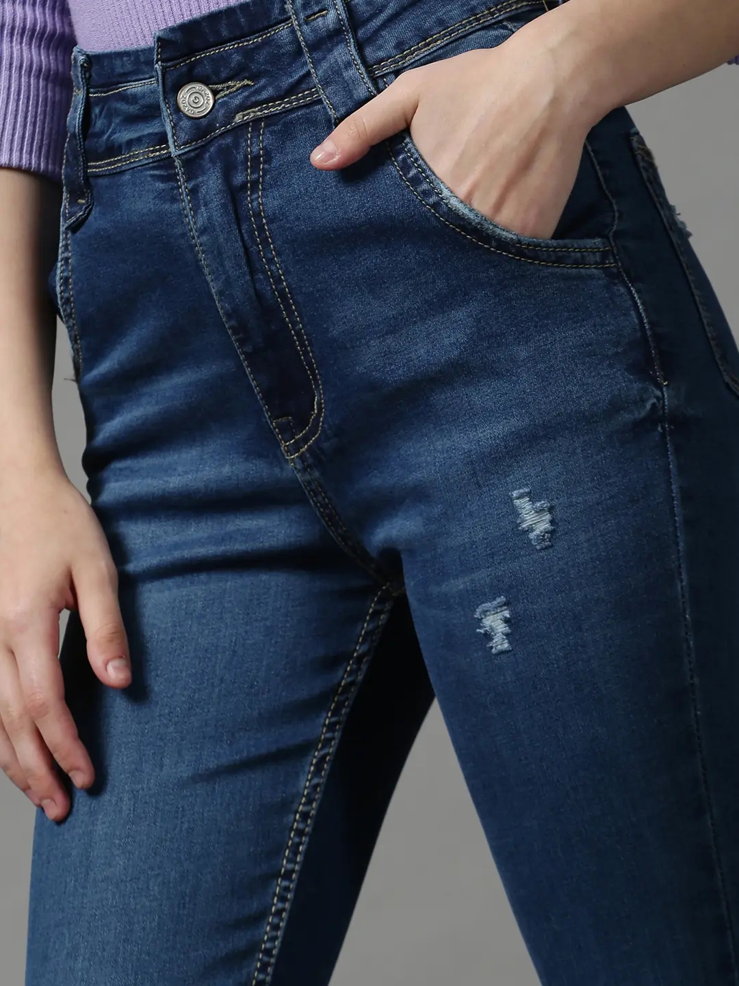 Showoff | SHOWOFF Women Blue Solid  Skinny Fit Jeans 5