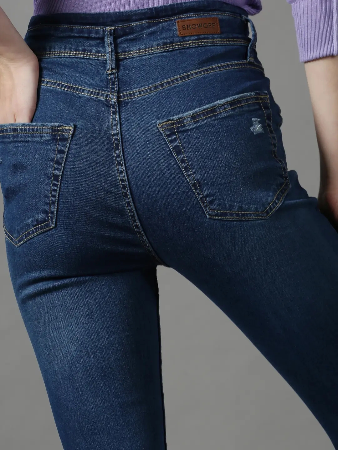 Showoff | SHOWOFF Women Blue Solid  Skinny Fit Jeans 6