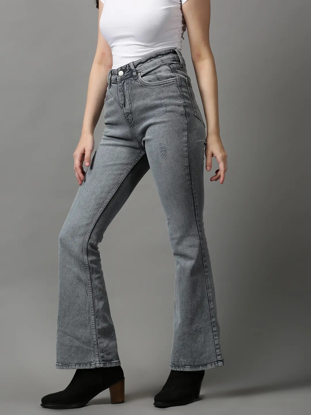 Showoff | SHOWOFF Women Grey Solid  Bootcut Jeans 2