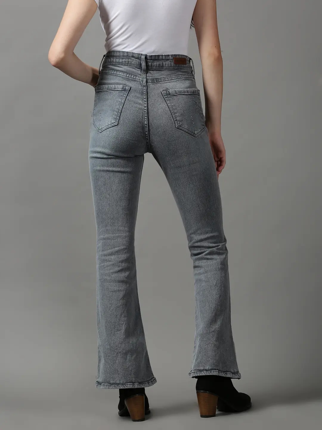 Showoff | SHOWOFF Women Grey Solid  Bootcut Jeans 3