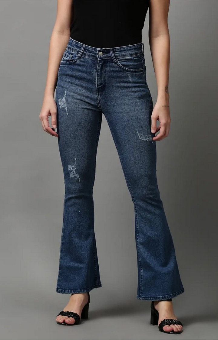 Showoff | SHOWOFF Women Blue Solid  Bootcut Jeans 0