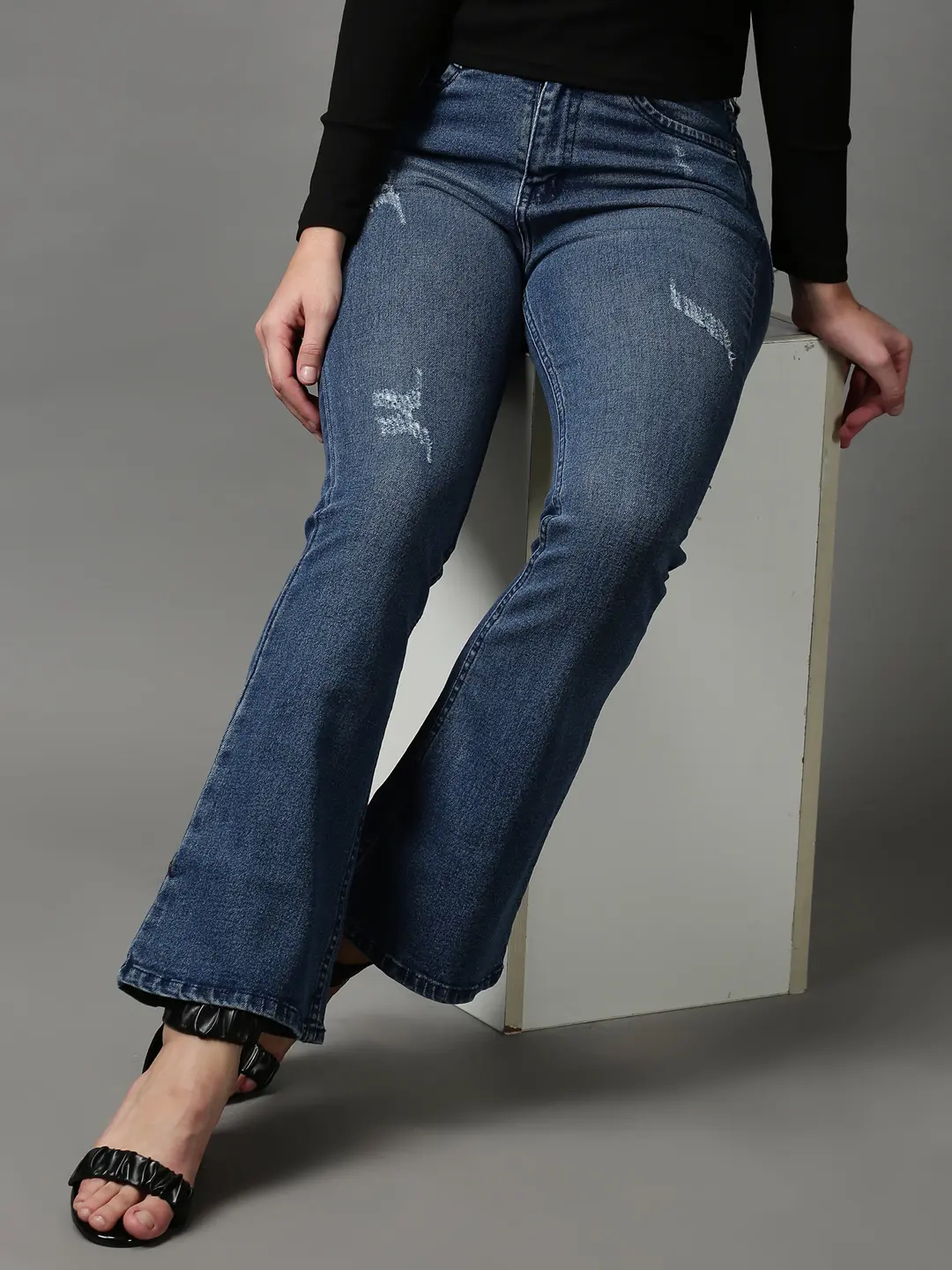 Showoff | SHOWOFF Women Blue Solid  Bootcut Jeans 1