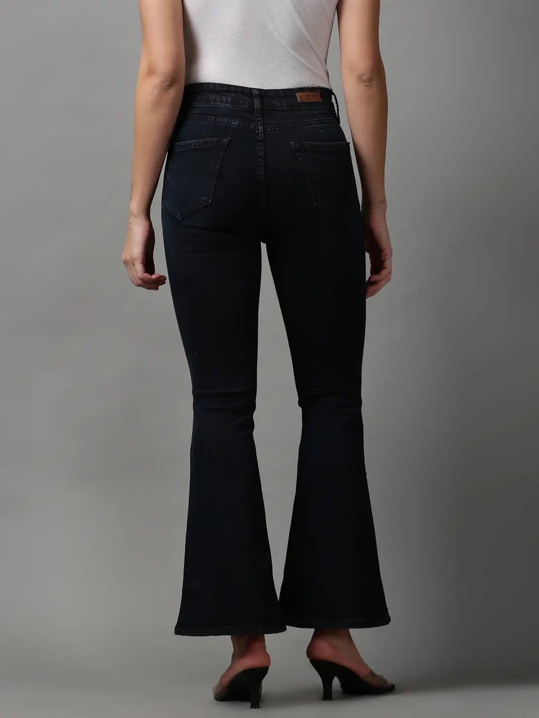 Showoff | SHOWOFF Women's Mildly Distressed Bootcut Black Denim Jeans 3