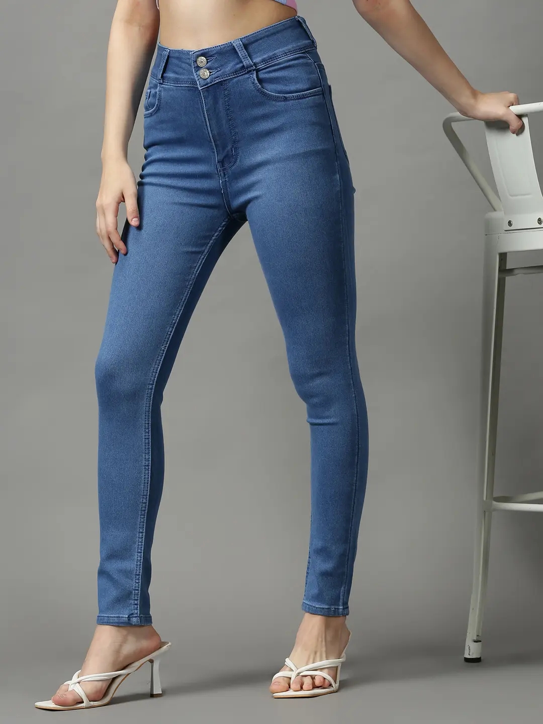 Showoff | SHOWOFF Women Blue Solid  Skinny Fit Jeans 0