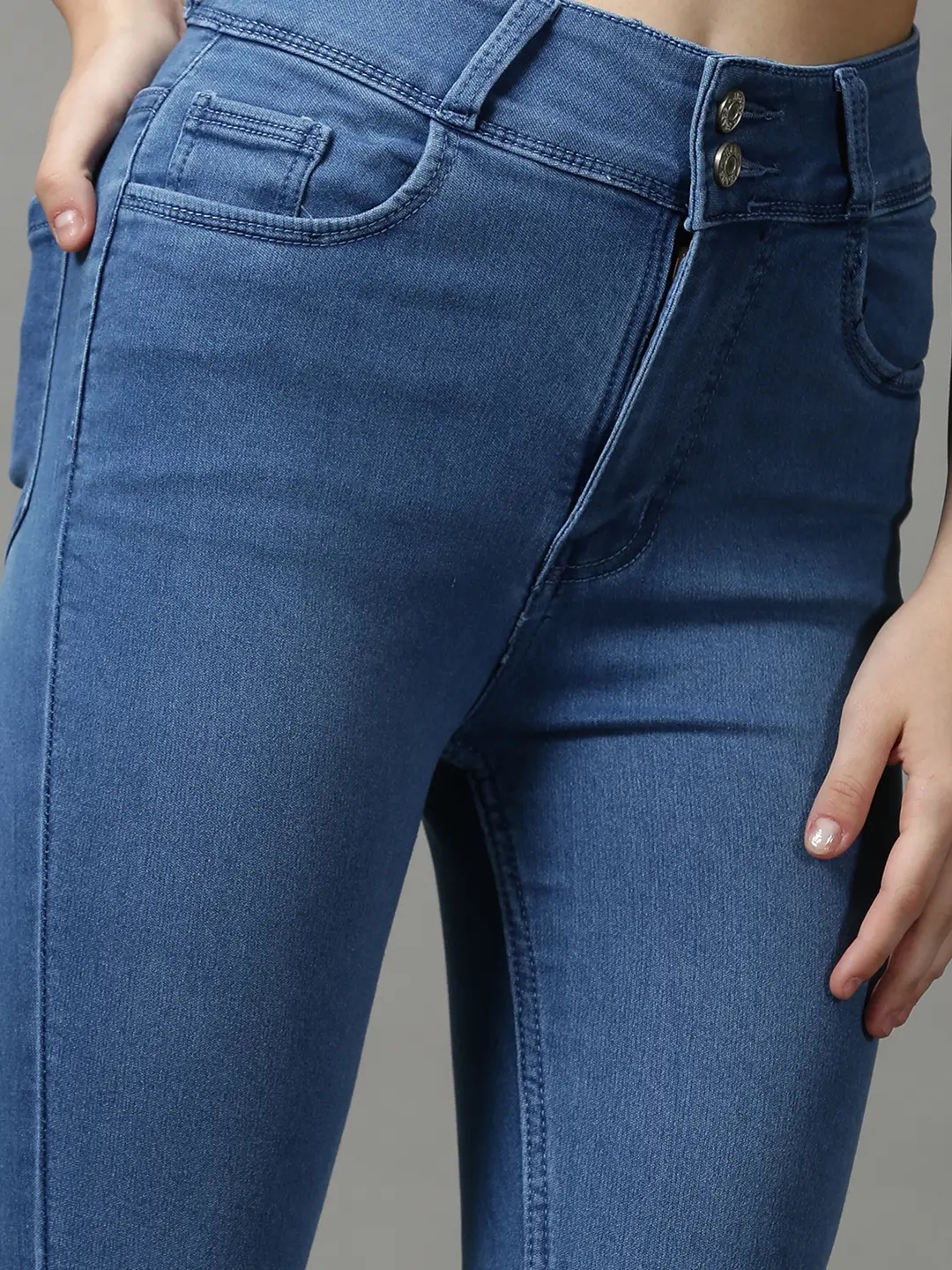 Showoff | SHOWOFF Women Blue Solid  Skinny Fit Jeans 5