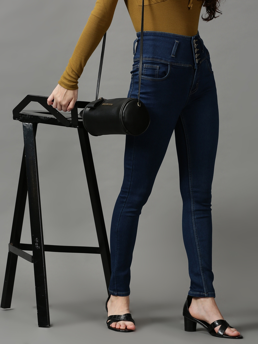Showoff | SHOWOFF Women Navy Blue Solid  Skinny Fit Jeans 0