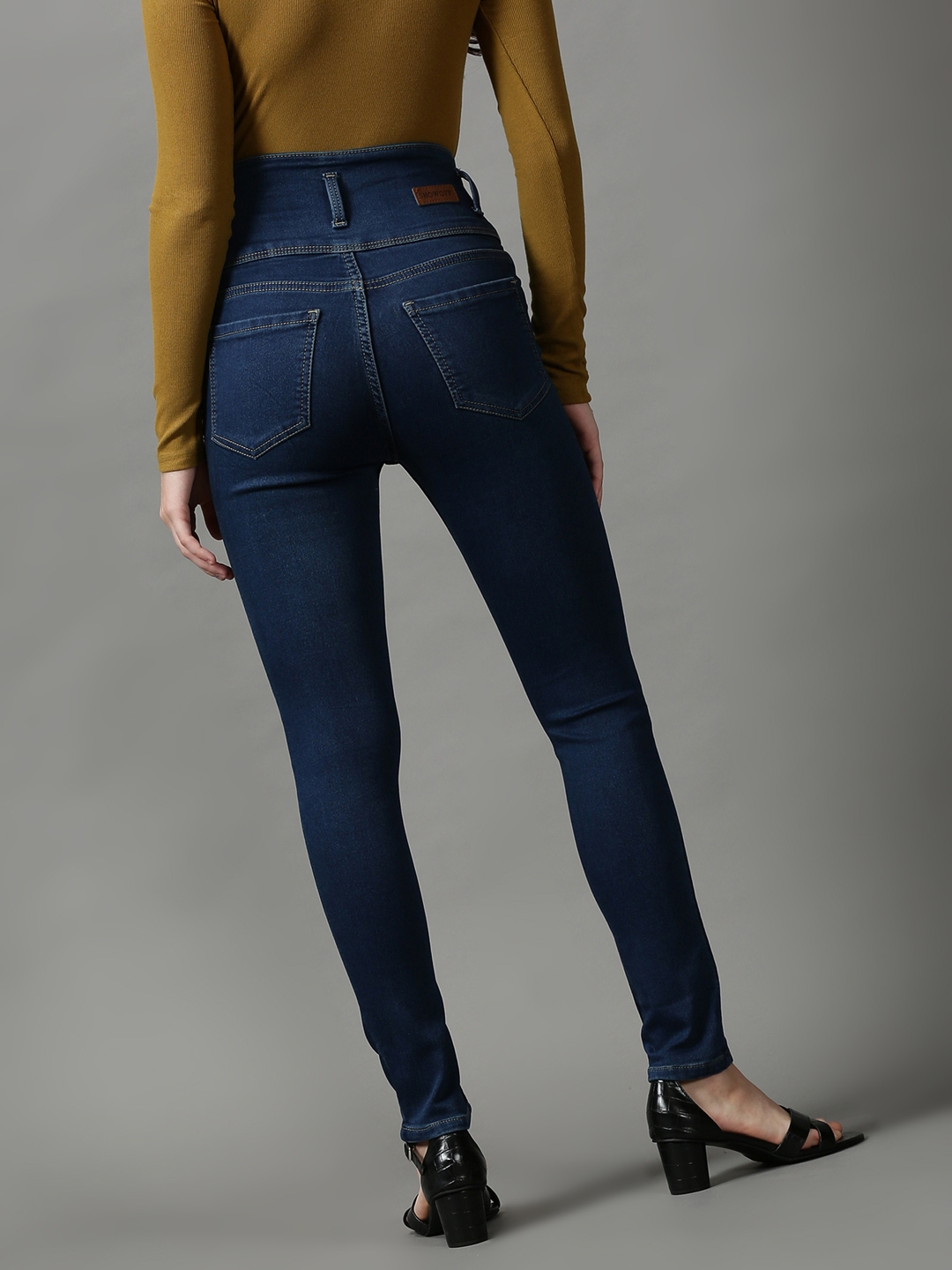 Showoff | SHOWOFF Women Navy Blue Solid  Skinny Fit Jeans 3