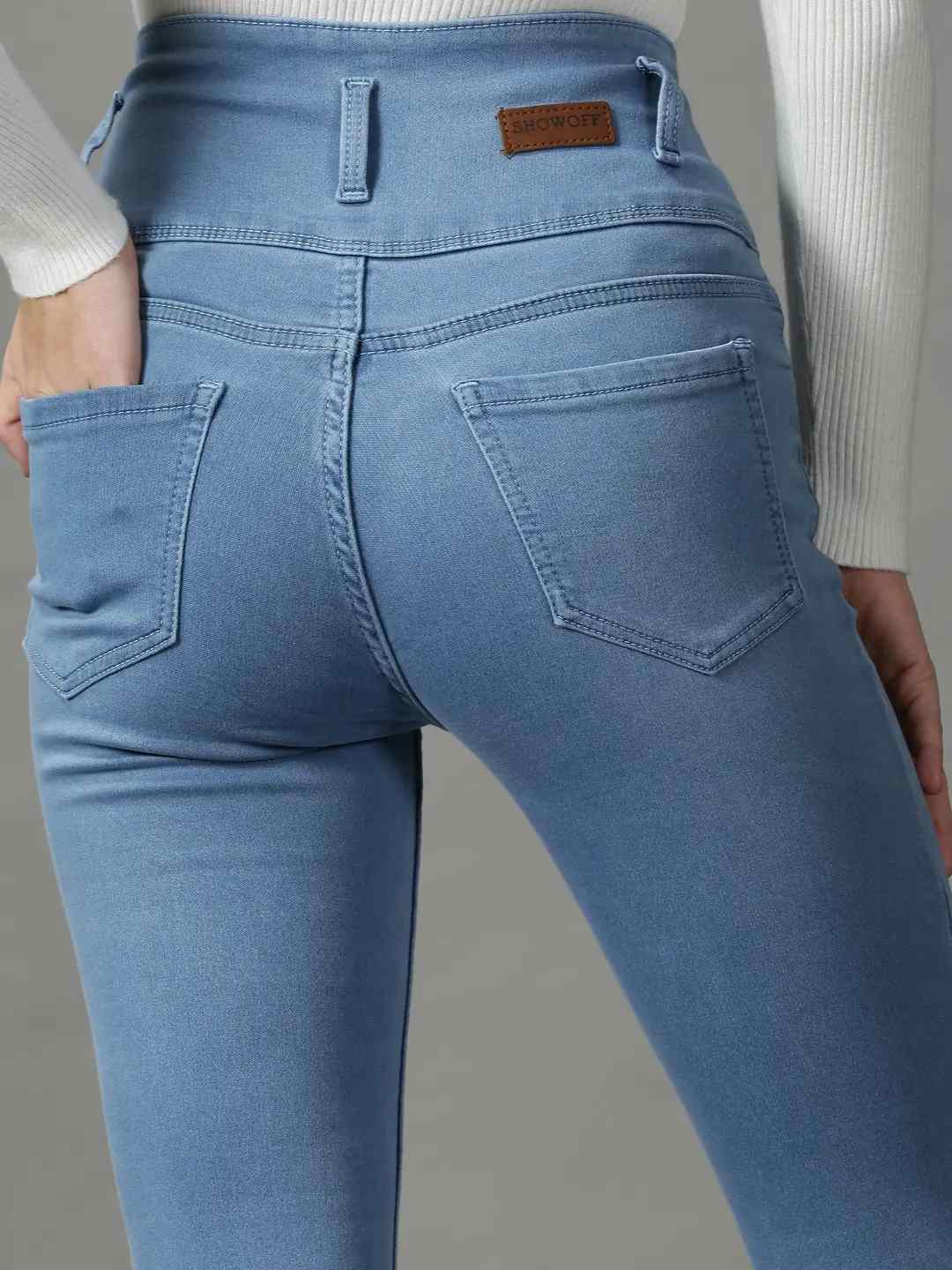 SHOWOFF Women Blue Solid  Skinny Fit Jeans